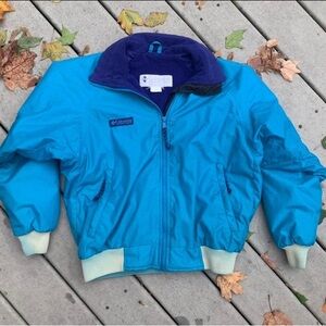 Vintage 90's Fleece Lined Bomber Jacket | Columbia Purple & Teal Warm Up Jacket